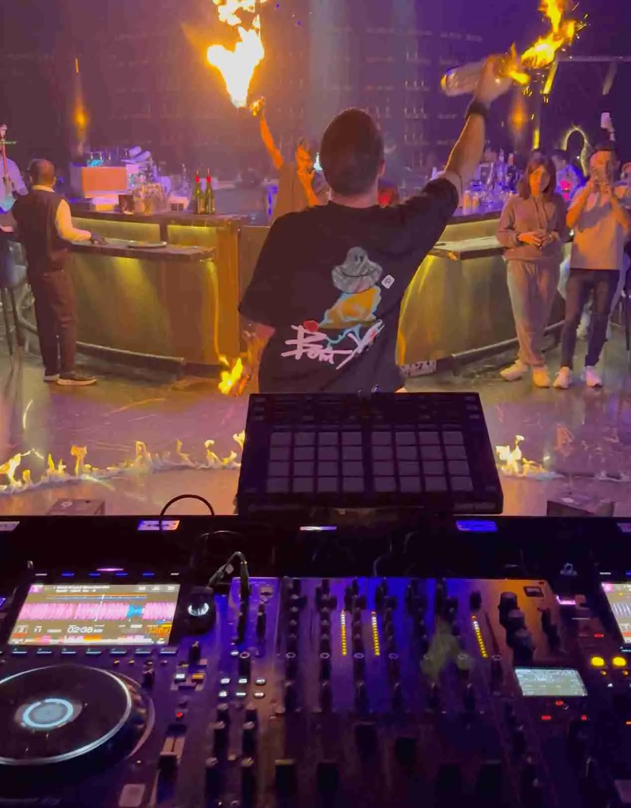 DJ booth fire show